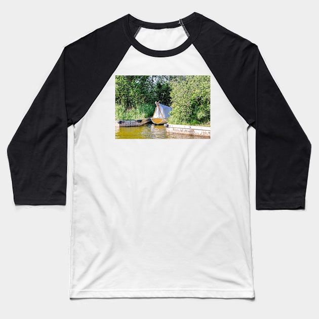 Wooden boat moored in the Norfolk Broads Baseball T-Shirt by yackers1